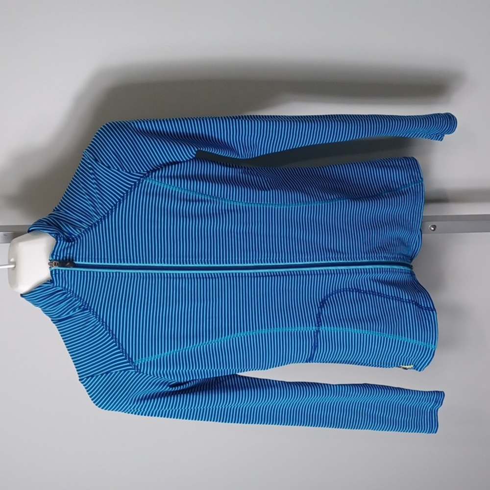 Lolë Full Zip Athletic Jacket Blue Aqua Stripe - Small